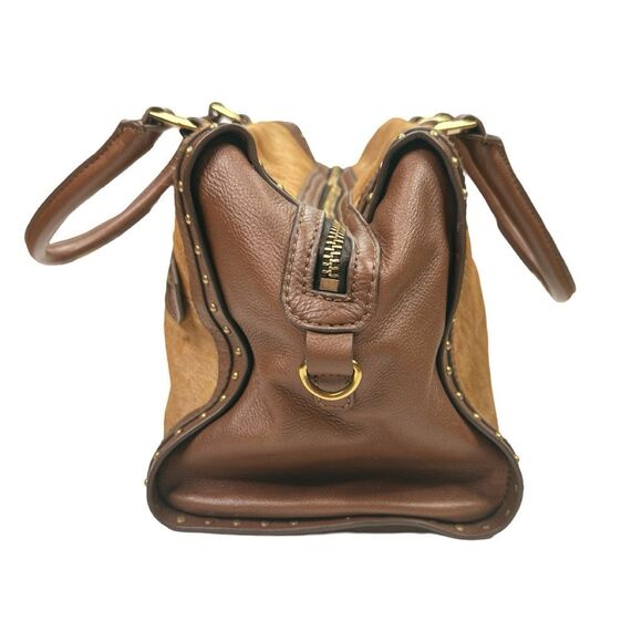 orYANY Brenda Studded Leather Satchel Handbag - 8"H x 15"W x 7"D - Picture 7 of 13